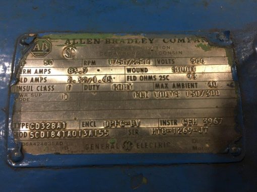S 965 Allen-Bradley 50HP DC Motor